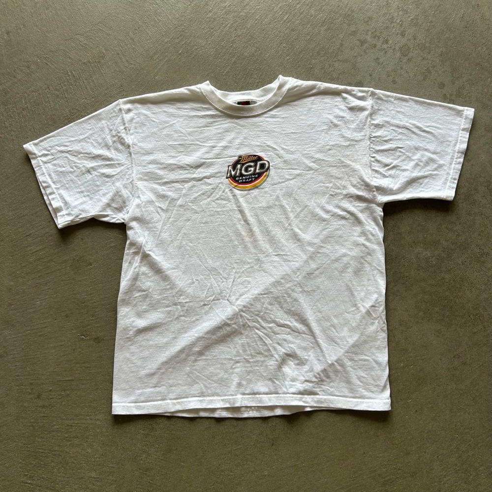 Vintage 90s The Chadwicks Shirt Size XL White Miller MGD Beer Band Concert